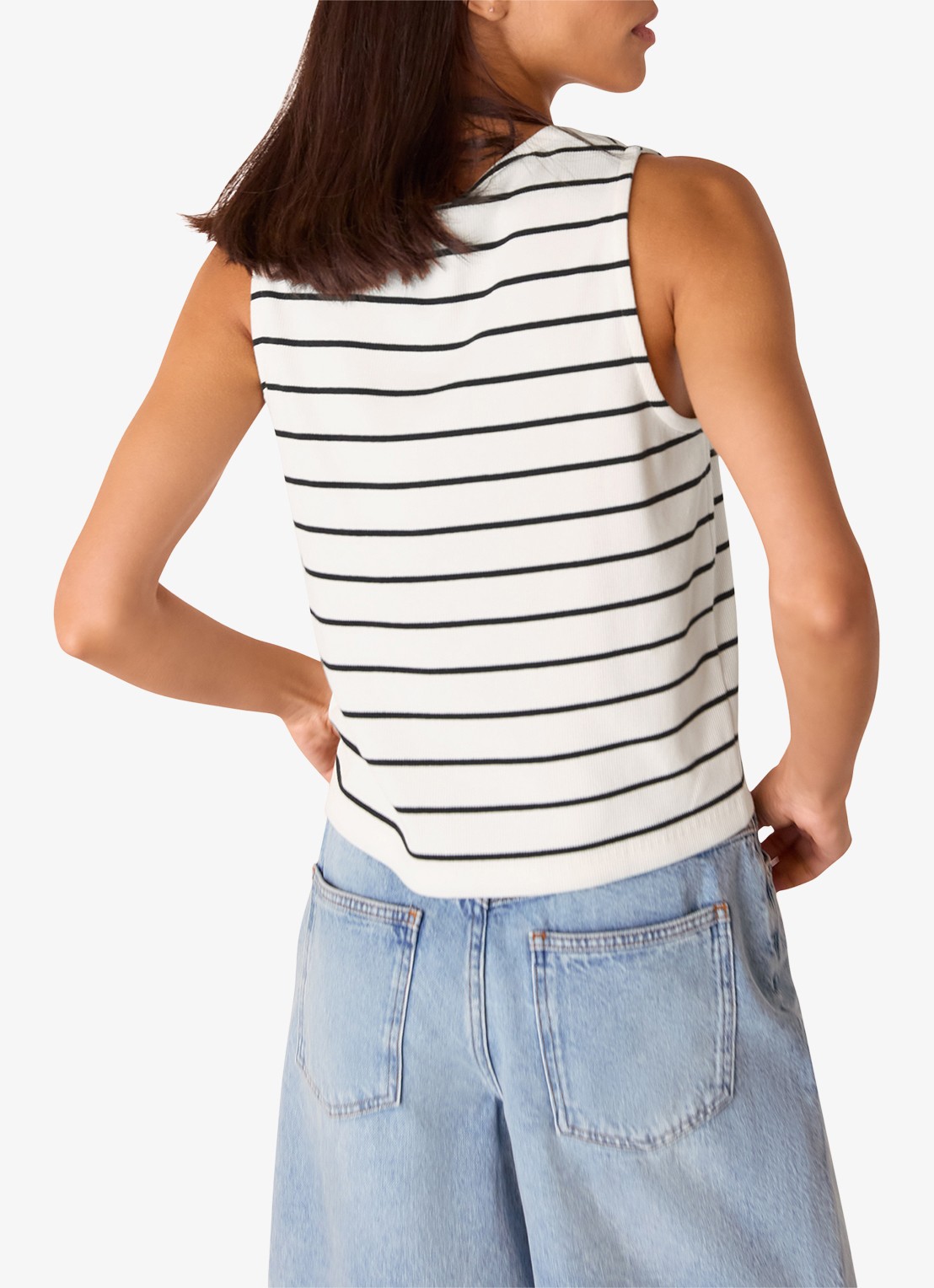 Whistles Top met streepprint en ribstructuur - achterkant 2 wit