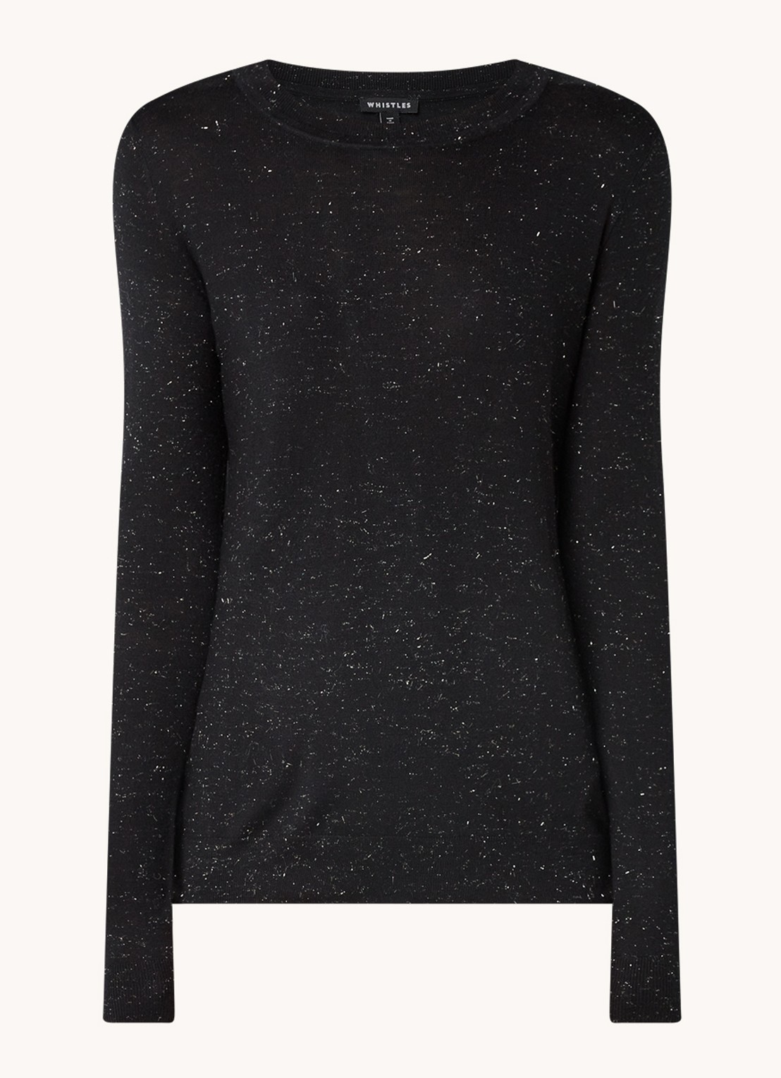 Whistles Top met structuur en ronde hals  - voorkant 3 zwart