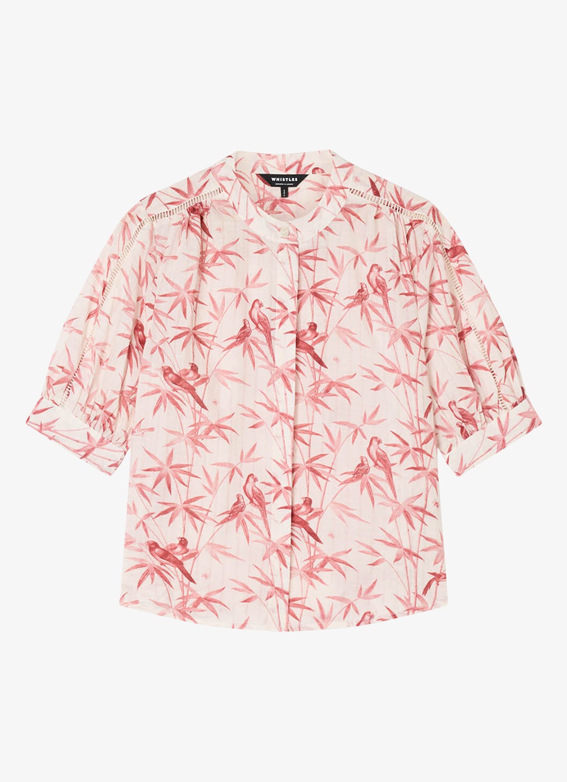 Whistles Tropical Print blouse met opengewerkt detail - voorkant 2 donkerroze