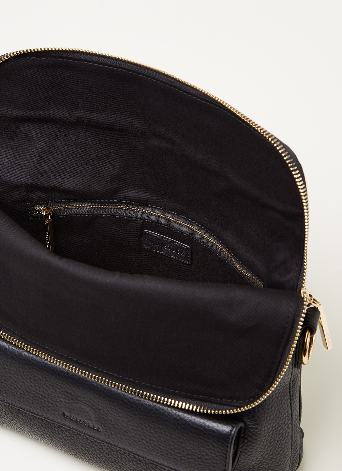 Whistles Vida crossbodytas van leer - detail 2 zwart