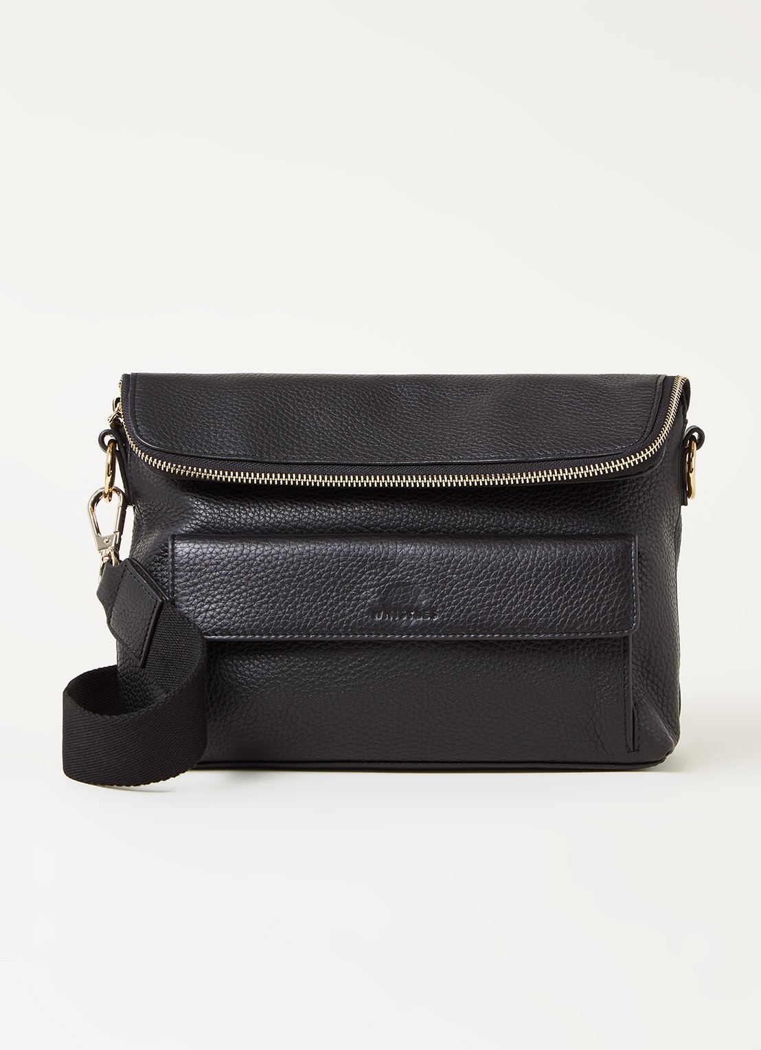 Whistles Vida crossbodytas van leer - voorkant 4 zwart