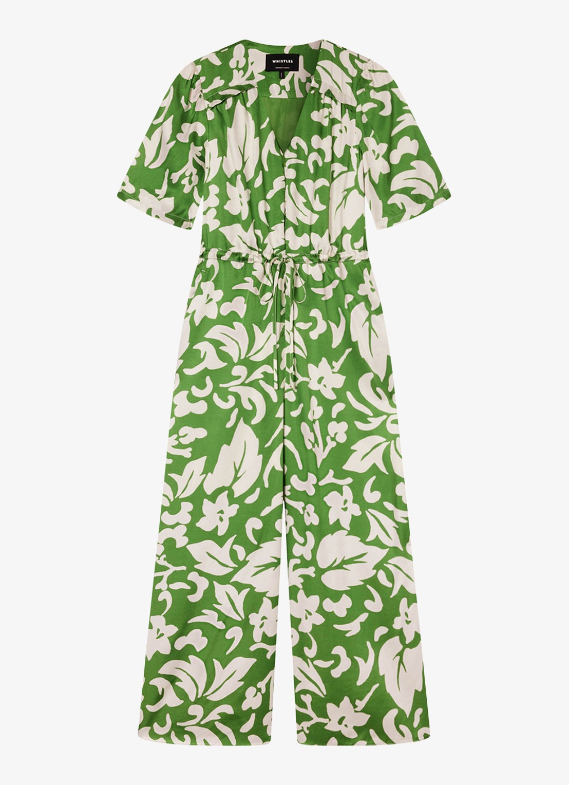 Whistles Wide fit jumpsuit met bloemenprint - voorkant 4 groen