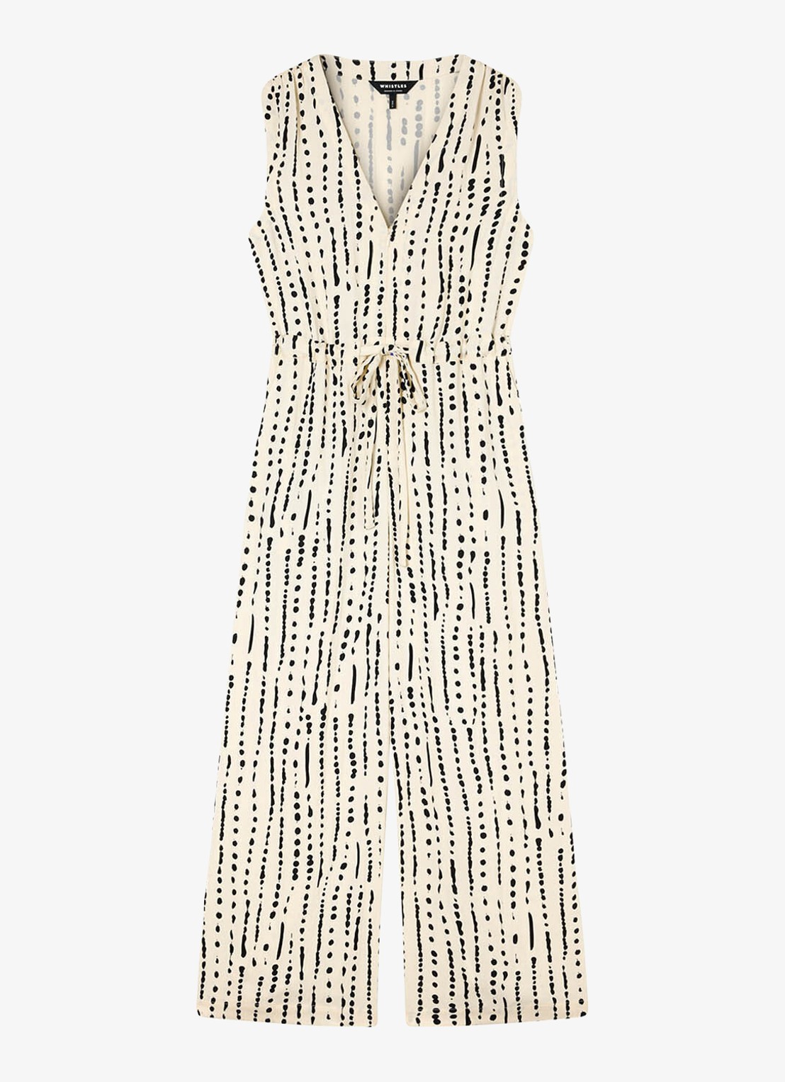 Whistles Wide fit jumpsuit met stippenprint - voorkant 2 creme