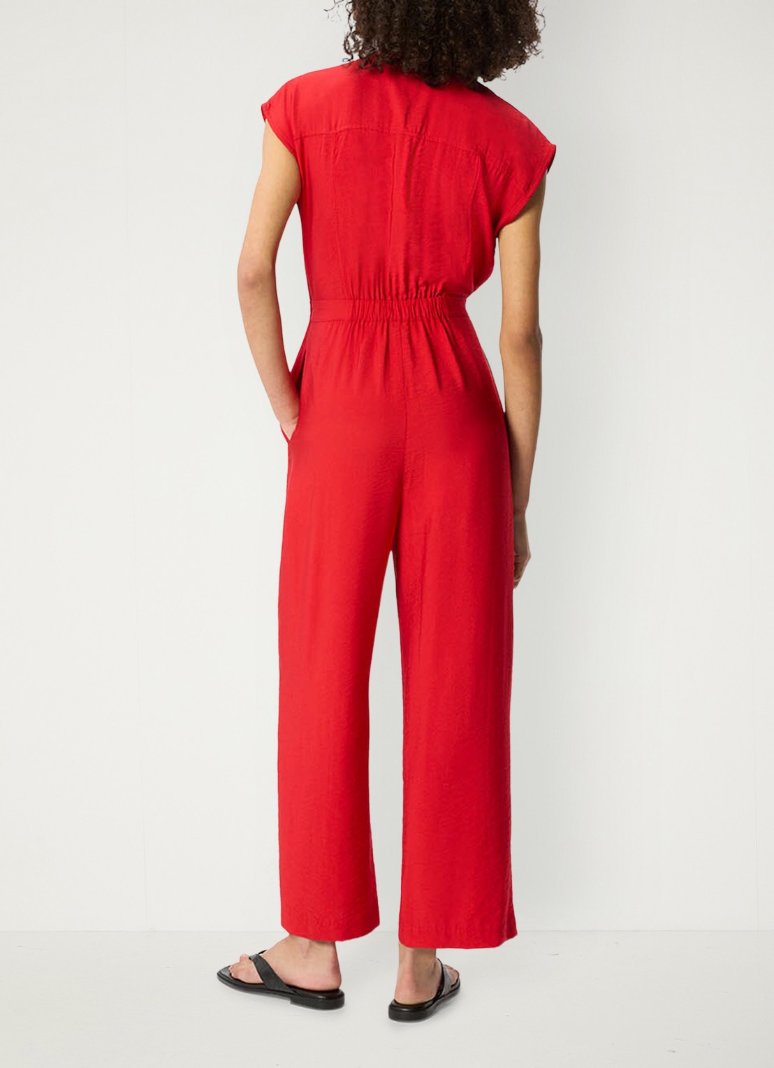 Whistles Wide fit jumpsuit met strikceintuur - achterkant 6 steenrood