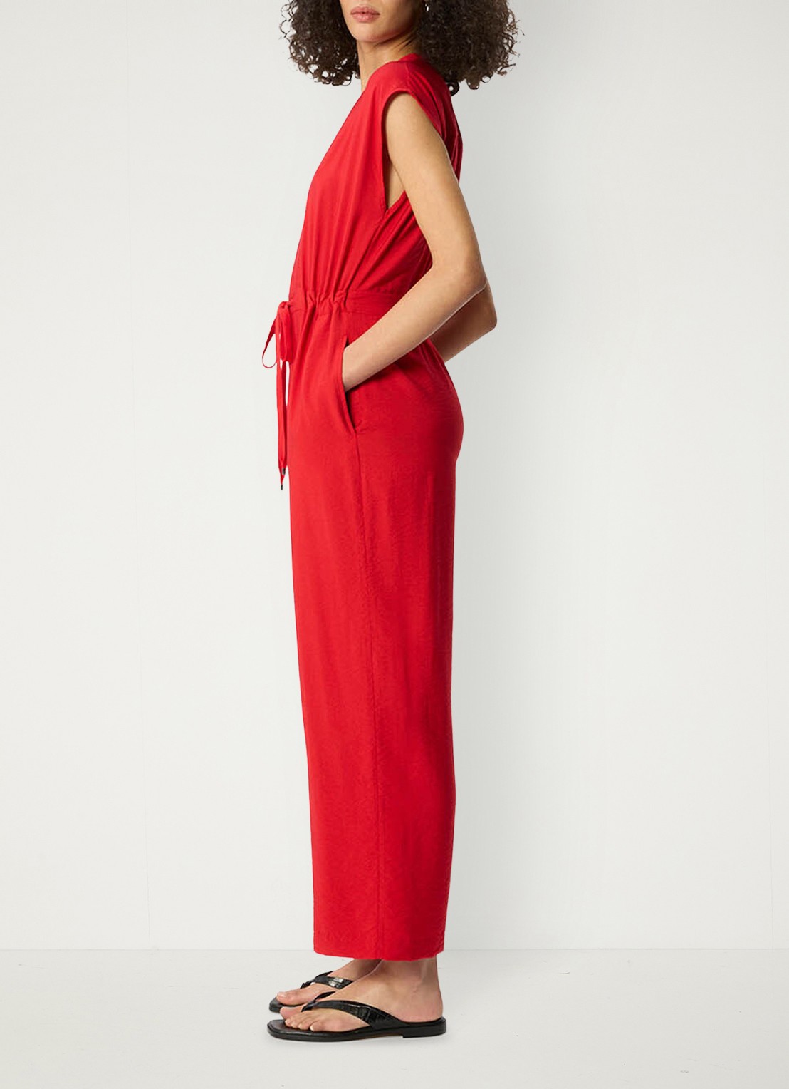 Whistles Wide fit jumpsuit met strikceintuur - detail 4 steenrood
