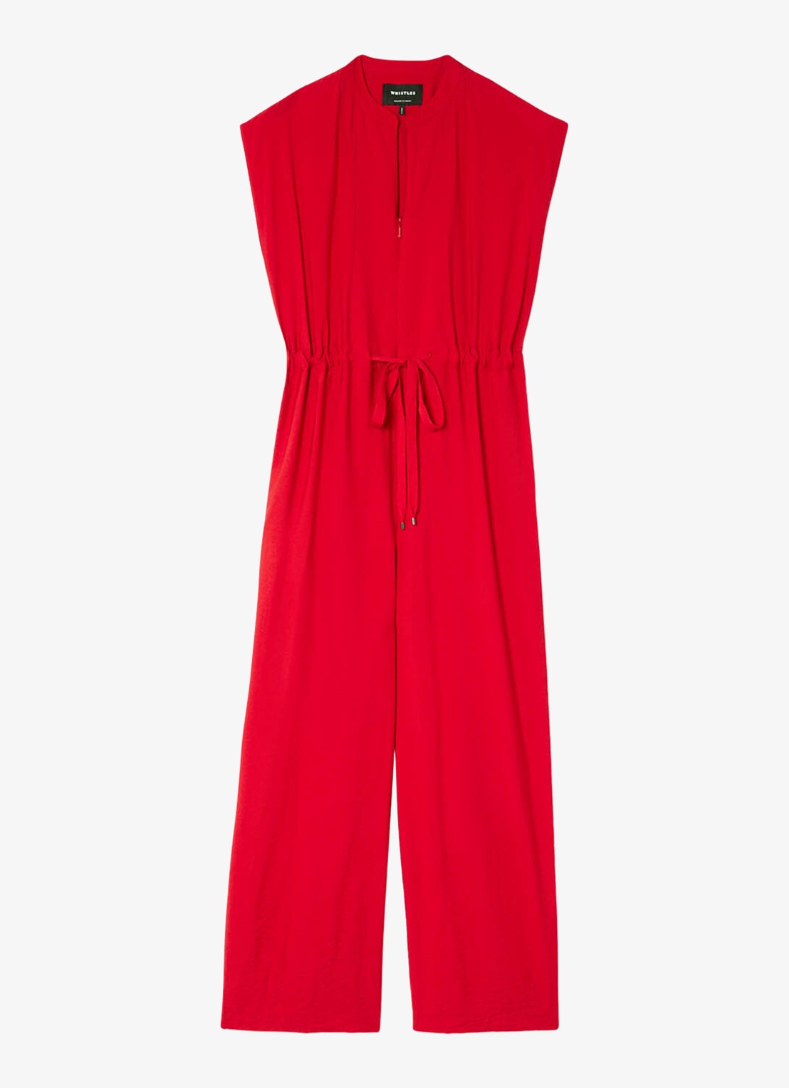 Whistles Wide fit jumpsuit met strikceintuur - voorkant steenrood