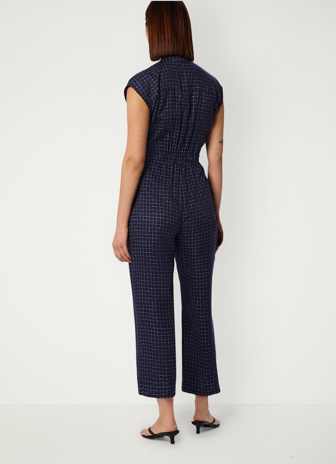 Whistles Wide fit jumpsuit van lyocell - achterkant 3 donkerblauw