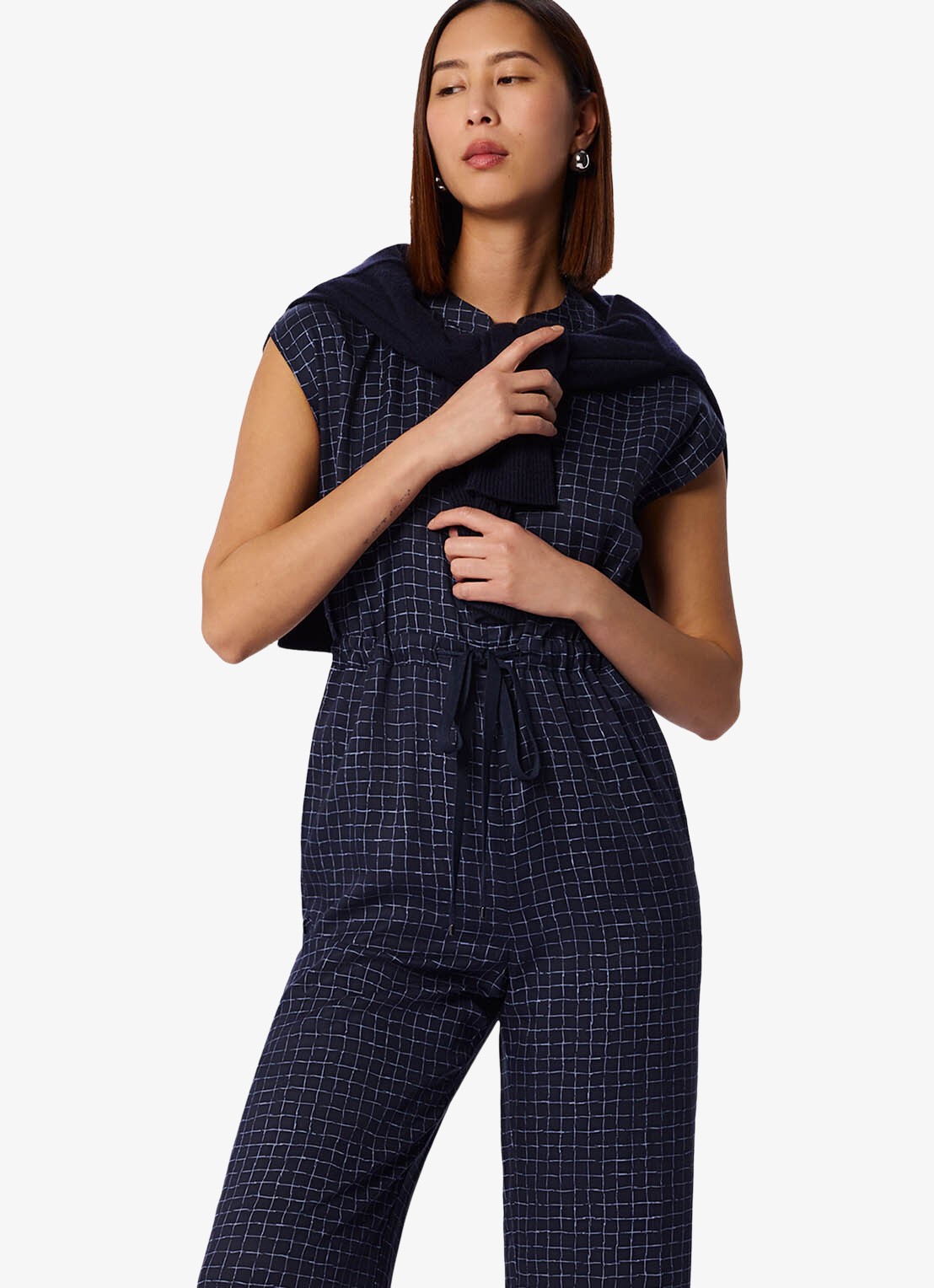 Whistles Wide fit jumpsuit van lyocell - detail 5 donkerblauw