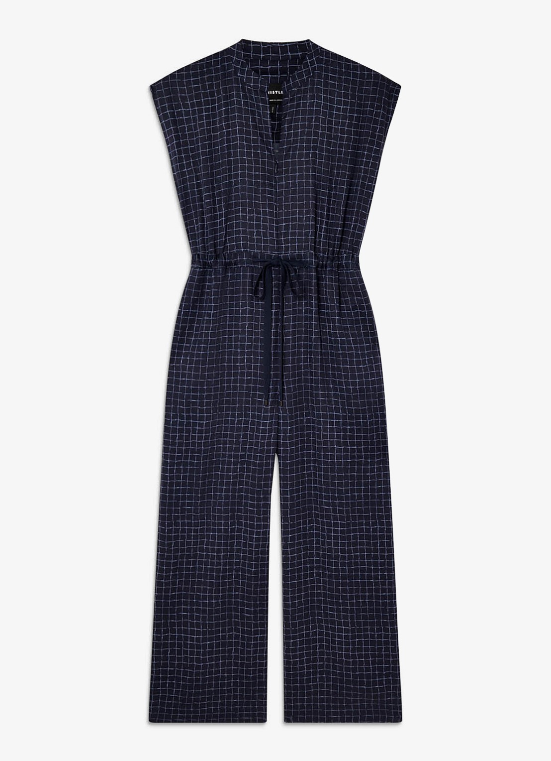 Whistles Wide fit jumpsuit van lyocell - voorkant donkerblauw