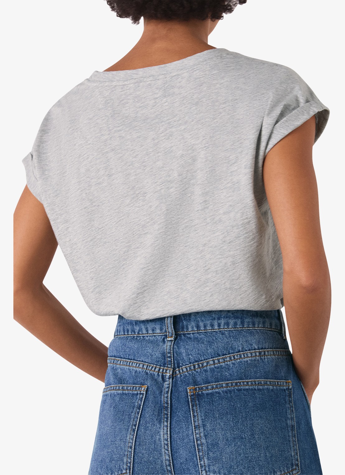 Whistles Willa T-shirt met gemêleerd dessin - achterkant grijsmele