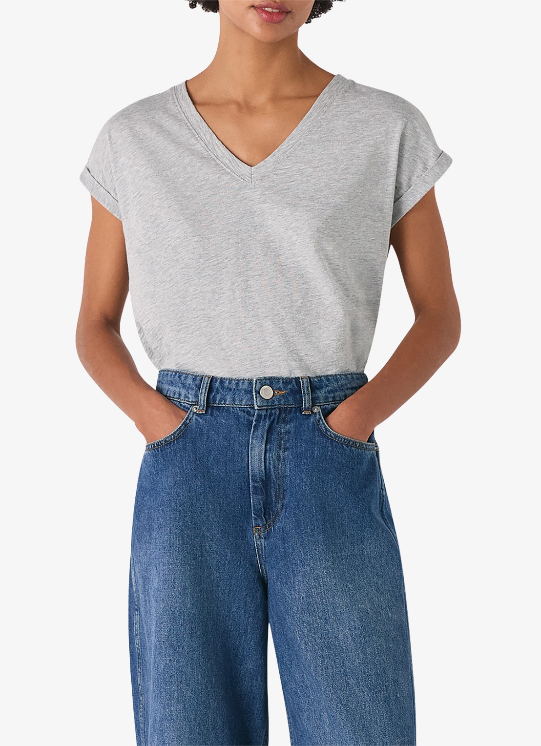 Whistles Willa T-shirt met gemêleerd dessin - detail 2 grijsmele