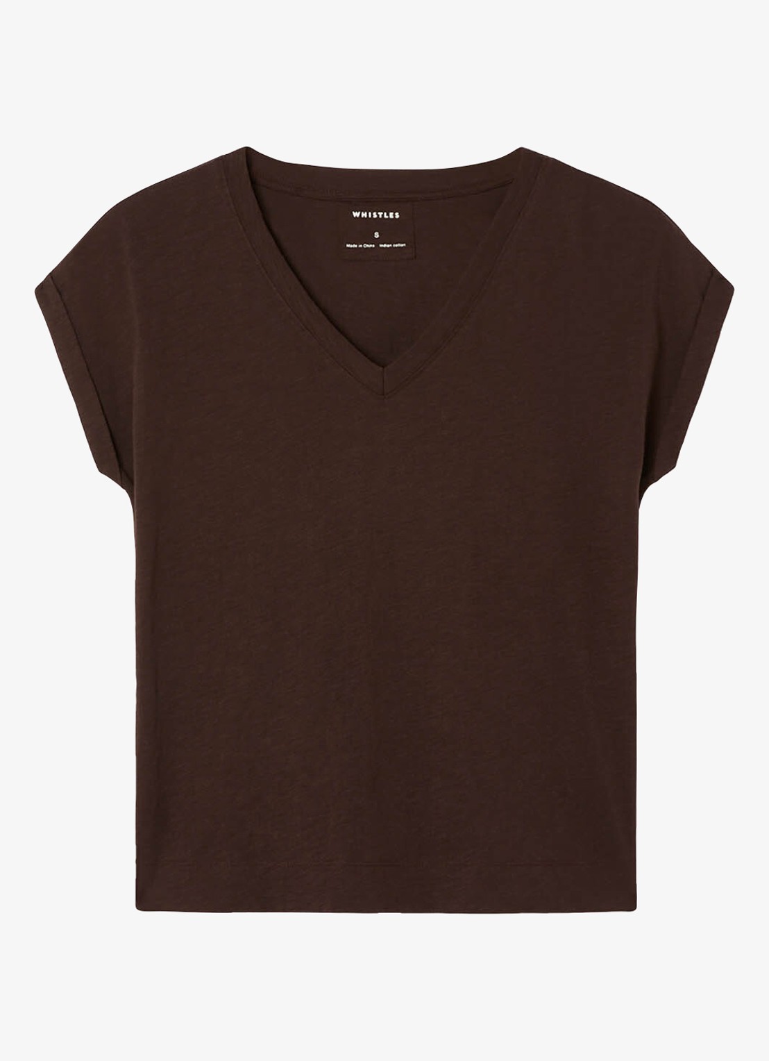 Whistles Willa T-shirt met V-hals - voorkant 5 donkerbruin