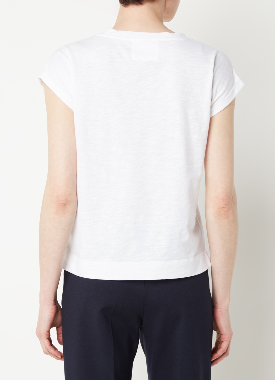 Whistles Willa T-shirt van  katoen met V-hals - achterkant wit
