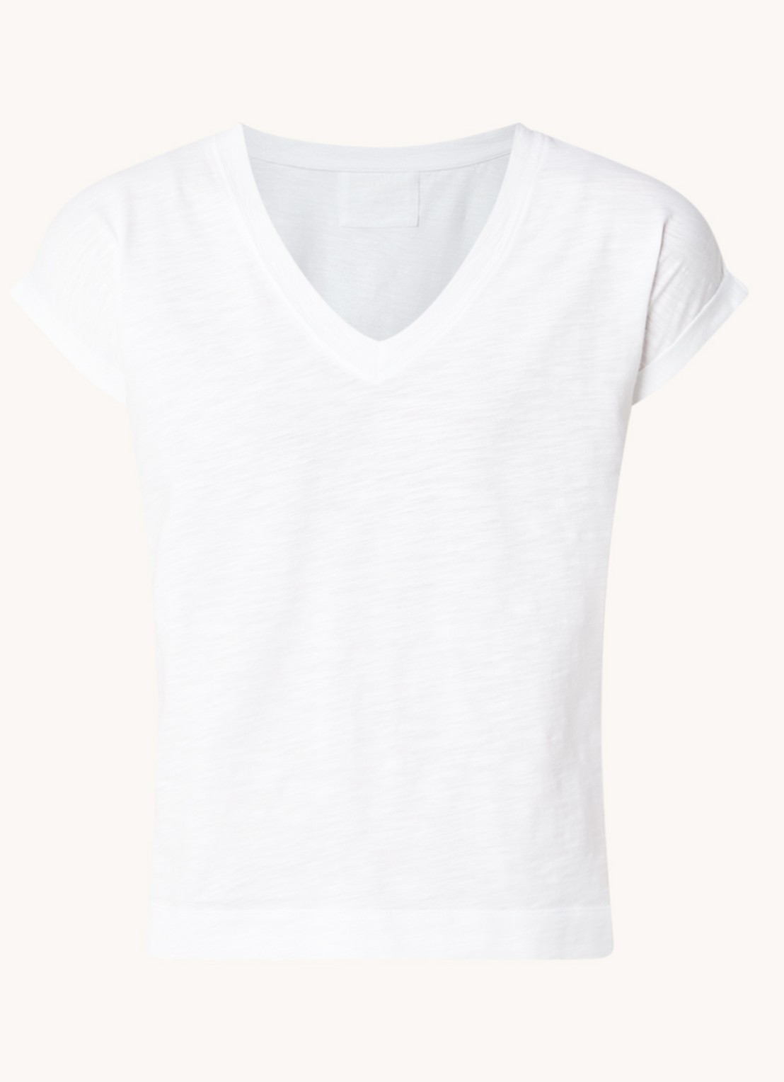 Whistles Willa T-shirt van  katoen met V-hals - voorkant 2 wit
