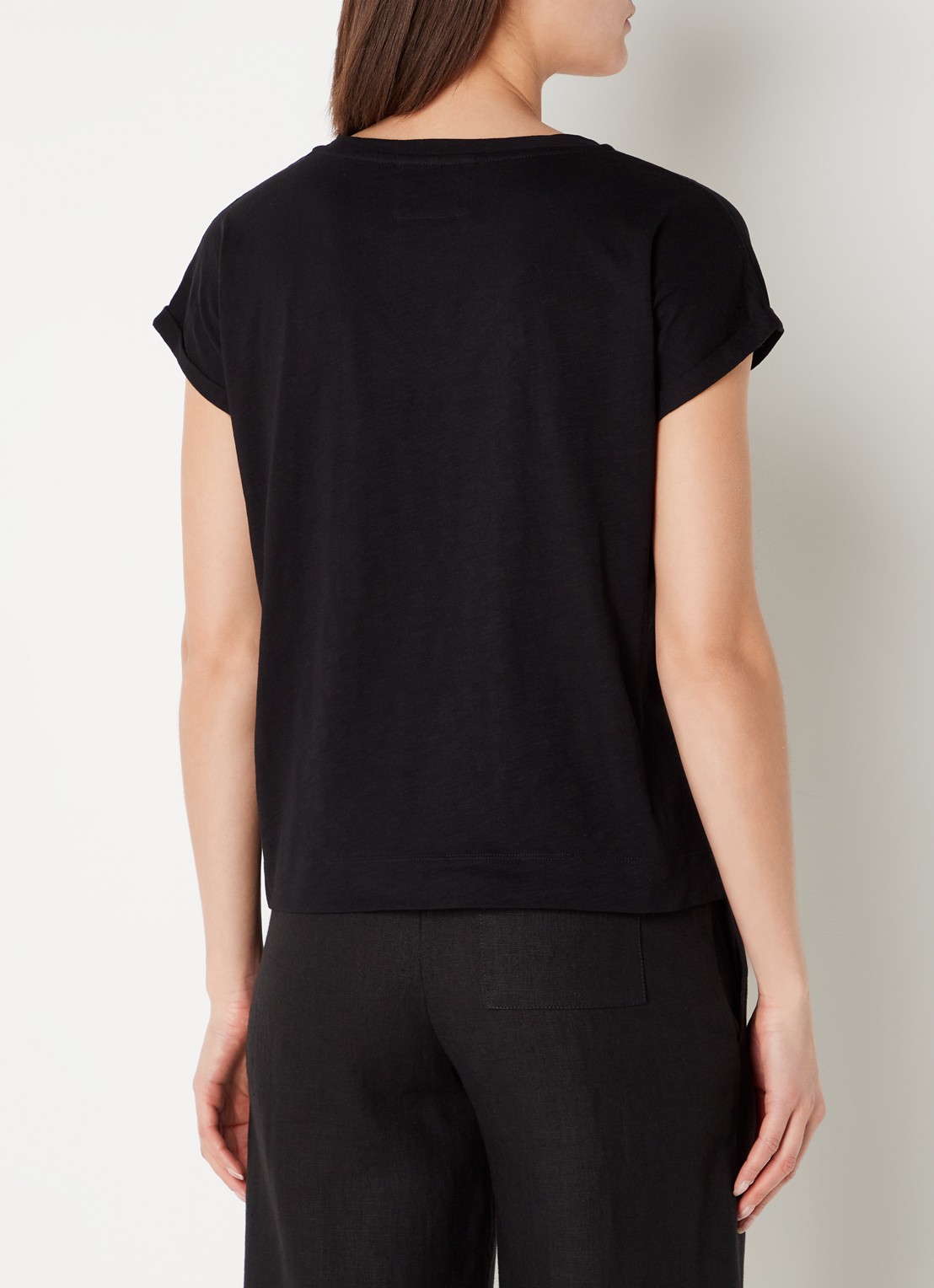 Whistles Willa T-shirt van  katoen met V-hals - achterkant 4 zwart