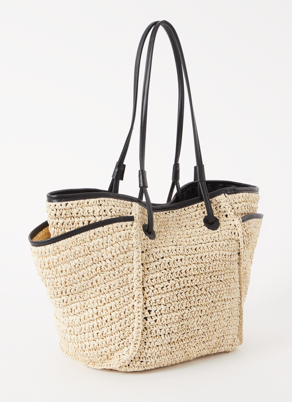 Whistles Zoelle shopper van stro - achterkant beige