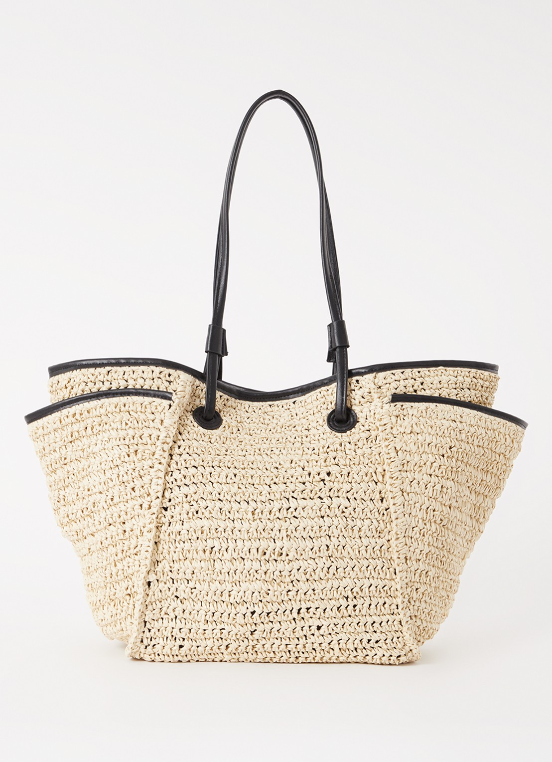 Whistles Zoelle shopper van stro - voorkant 2 beige