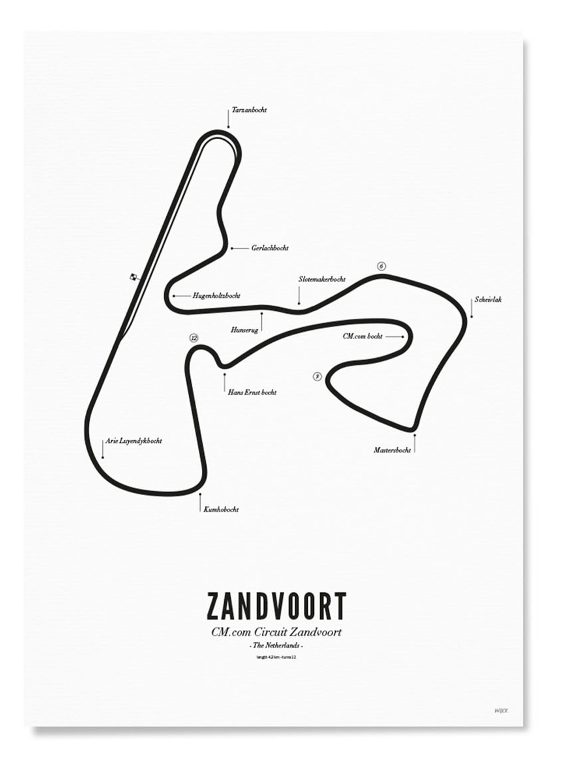 WIJCK. Circuit Zandvoort print 30 x 40 cm - voorkant wit