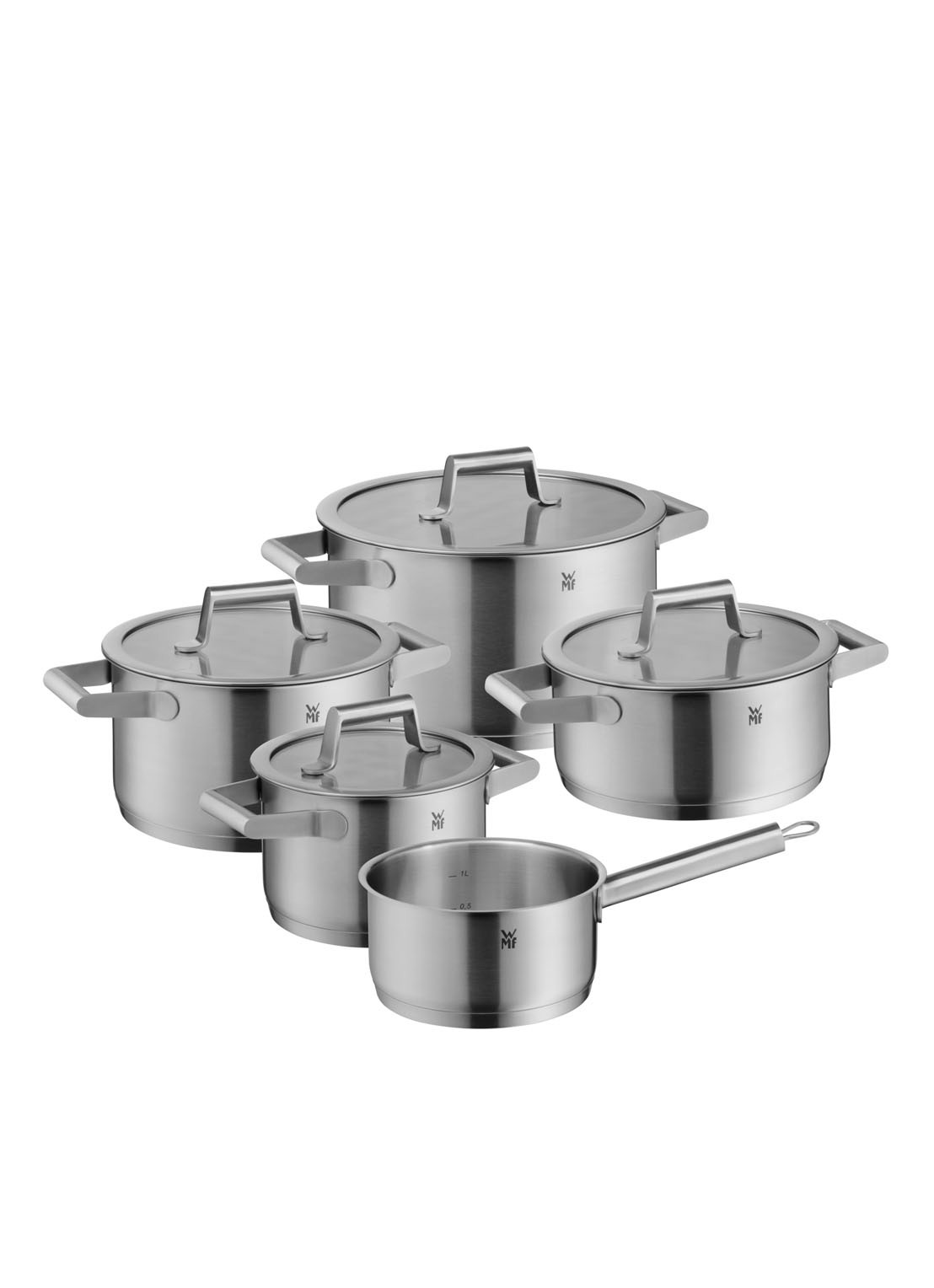 WMF Comfort Line pannenset 5-delig - voorkant chroom