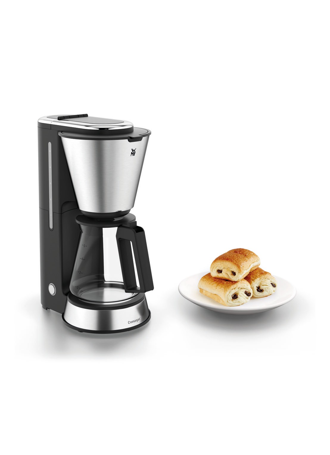 WMF KITCHENminis Aroma koffiezetapparaat met glazen kan - voorkant 2 zilver