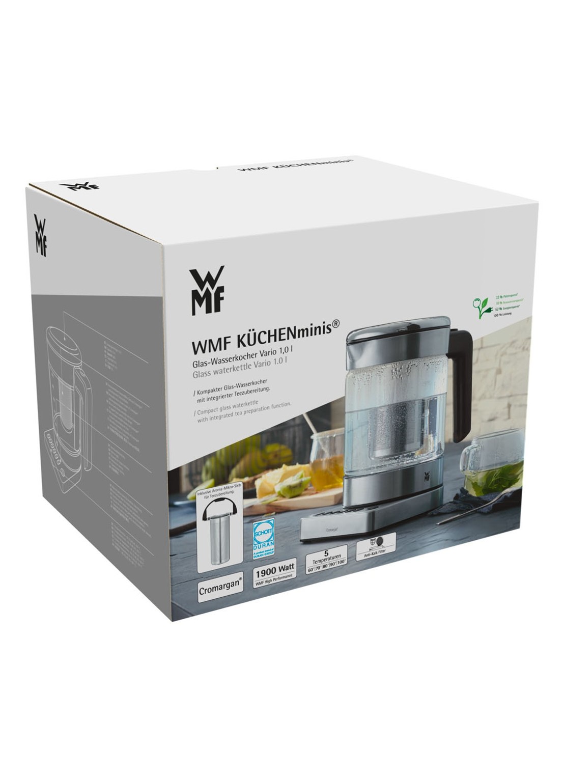WMF KITCHENminis Vario 2-in-1 variabele waterkoker met theefilter 1 liter  - detail 4 transparant