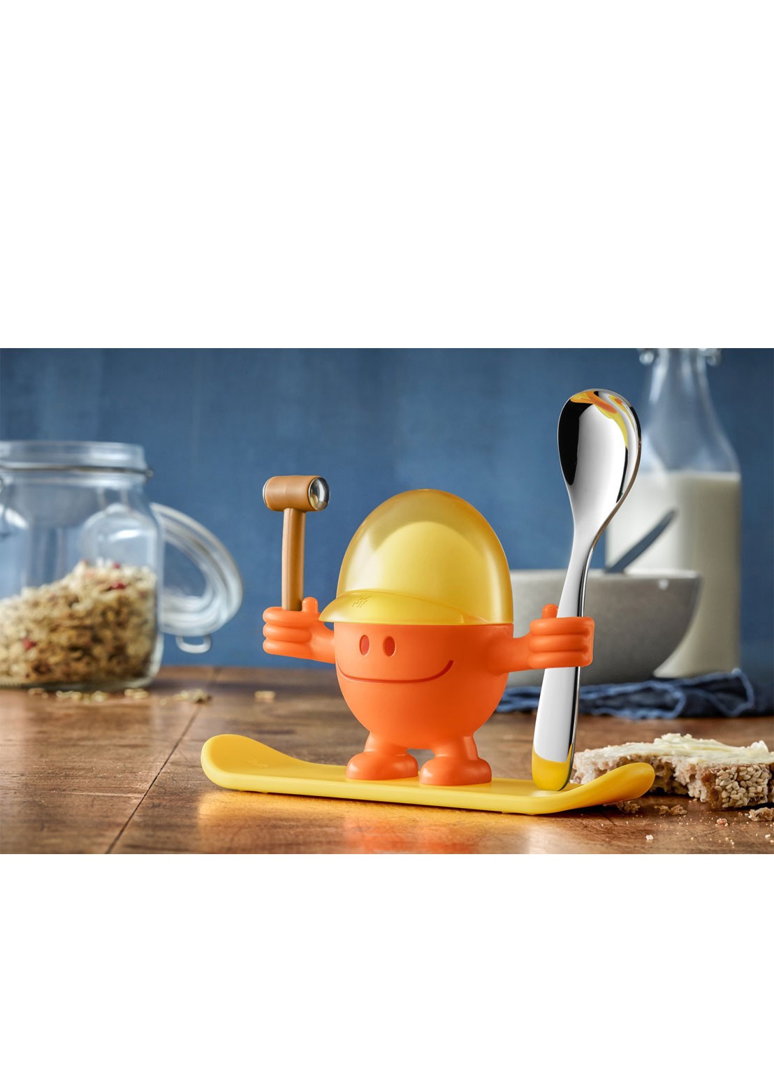 WMF McEgg eierdop met lepel 11 cm 2-delig - voorkant orange