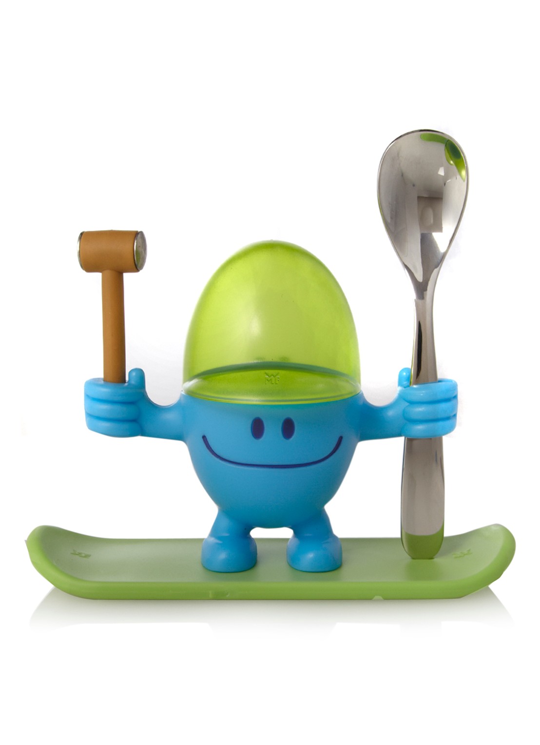 WMF McEgg eierdop met lepel 11 cm 2-delig  - voorkant 2 blauw