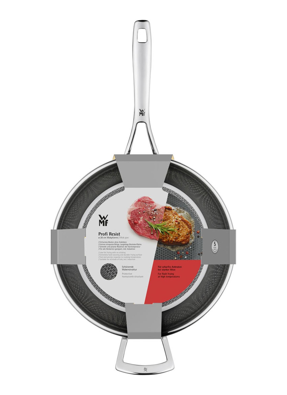 WMF ProfiResist wokpan 28 cm  - detail 4 zilver