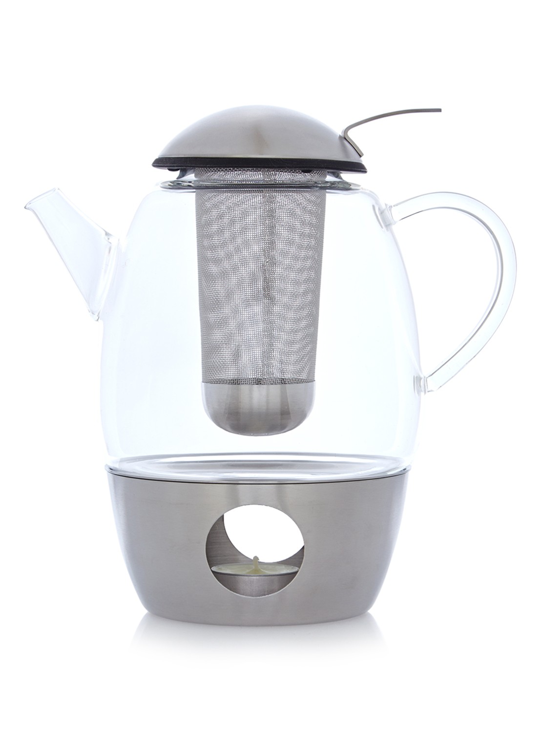 WMF SmarTea theepot met rechaud en zeef 1 liter - voorkant 2 transparant