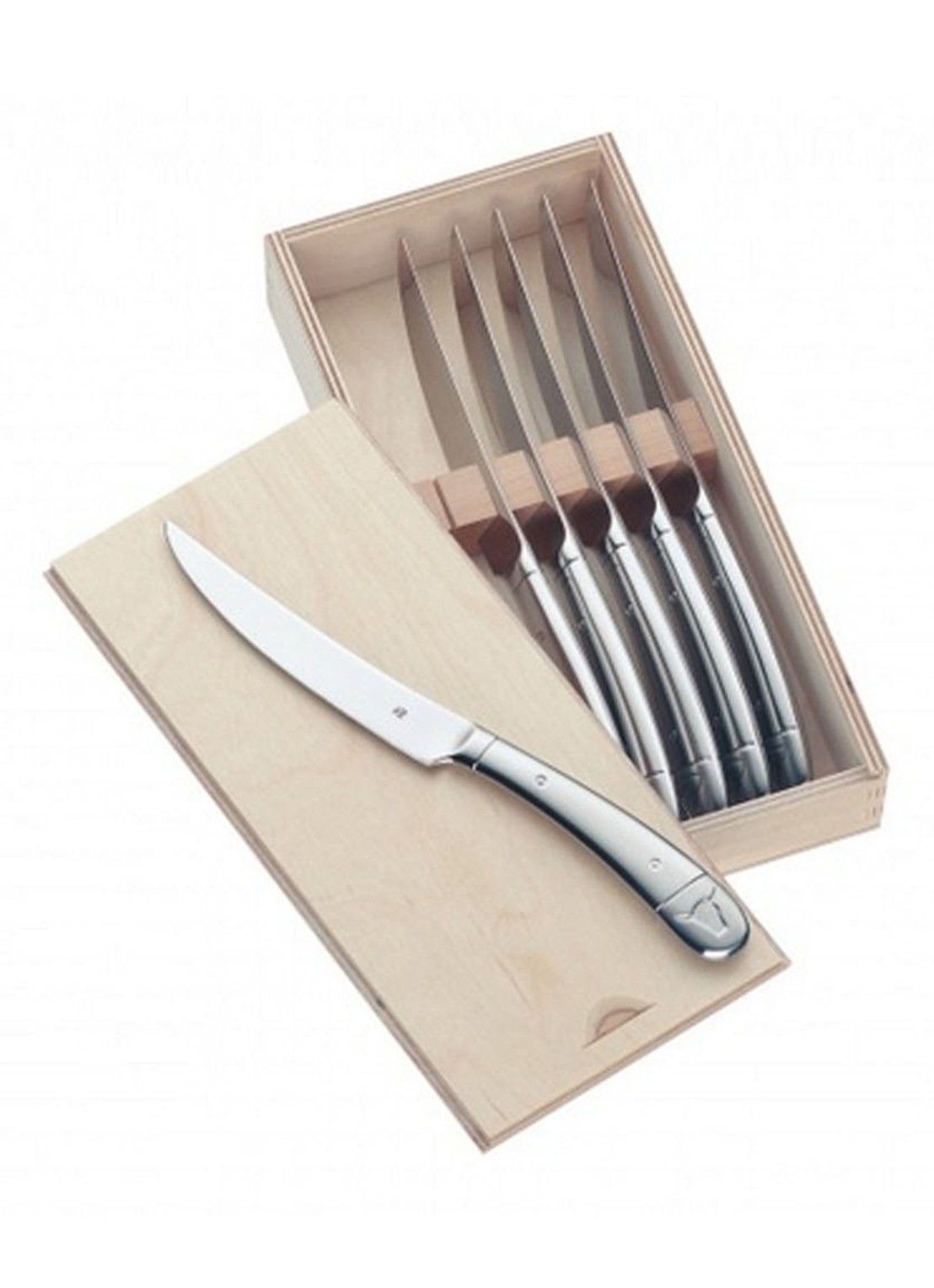 WMF Steakmessen set van 6 in giftbox - voorkant zilver