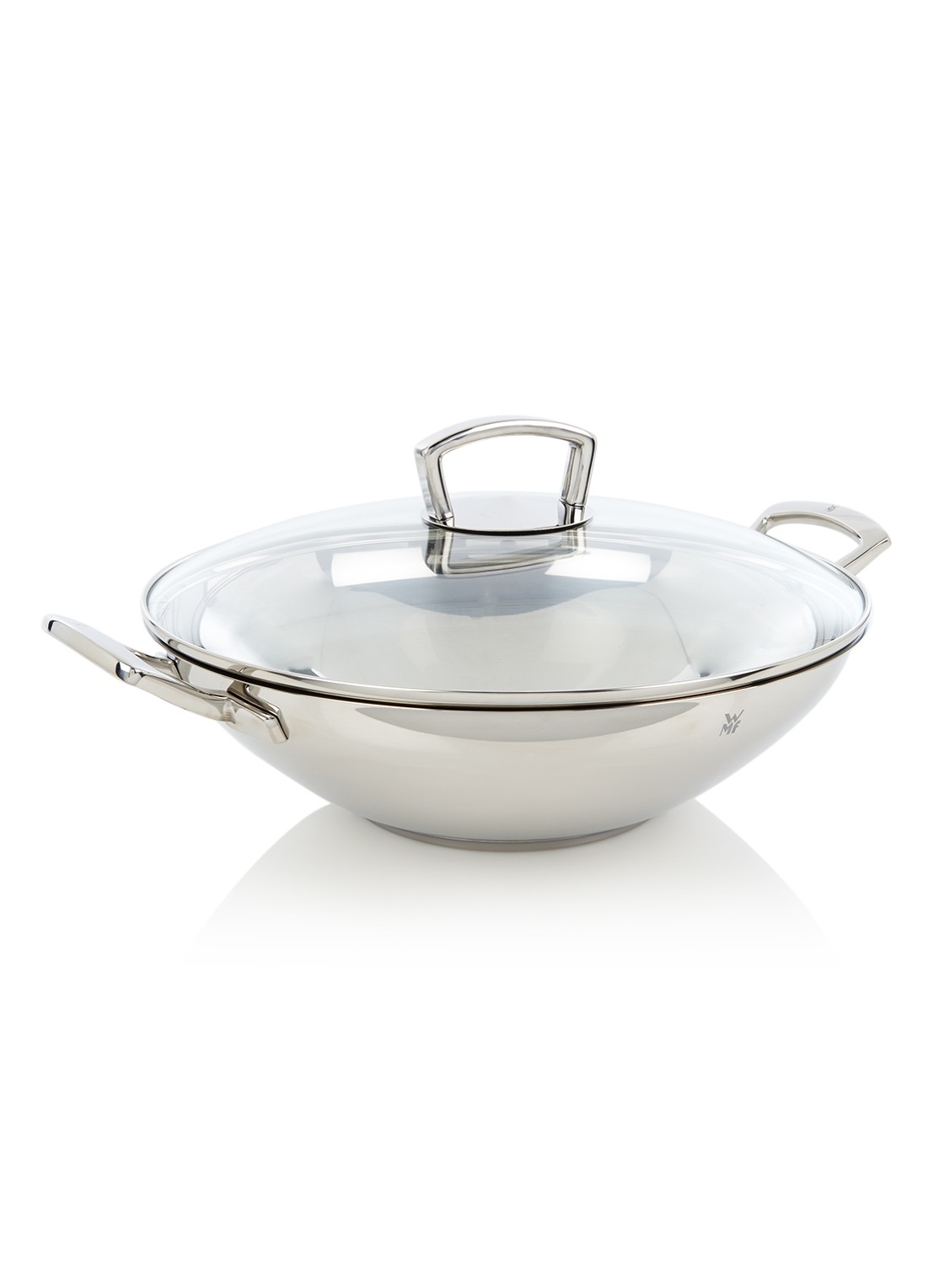 WMF Wok met glasdeksel Ø36 cm - voorkant roestvrijstaal