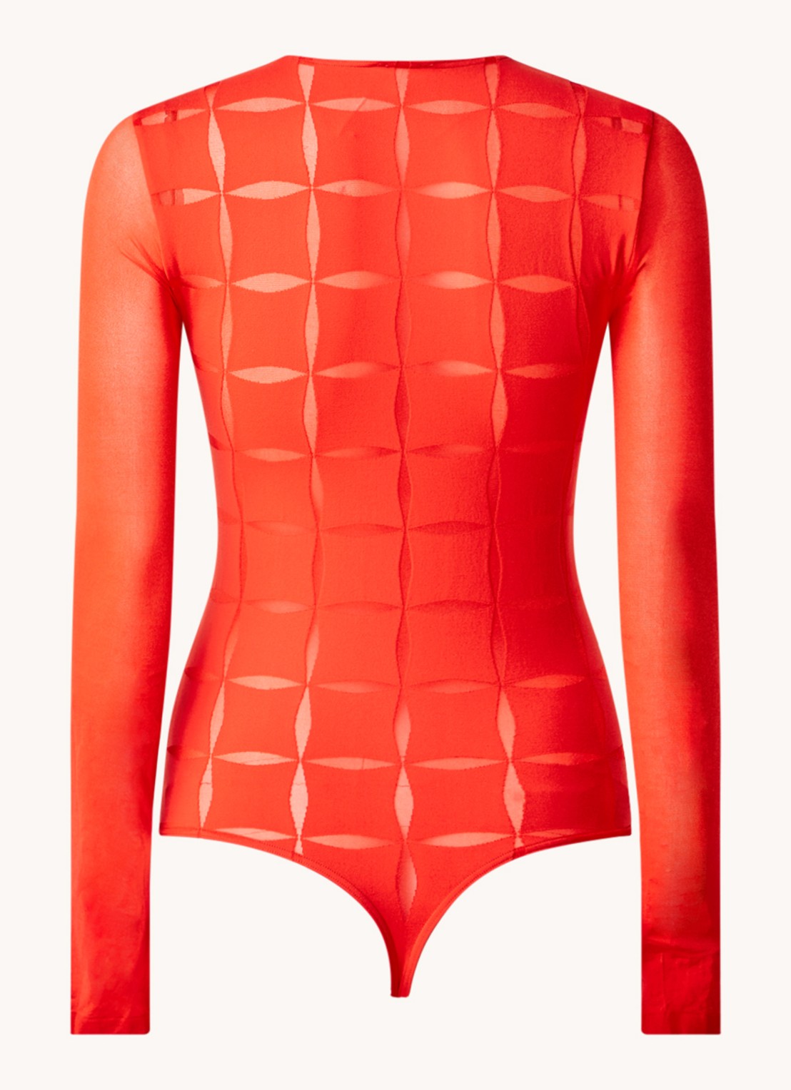 Wolford Anniversary stringbody met mesh - achterkant 4 steenrood
