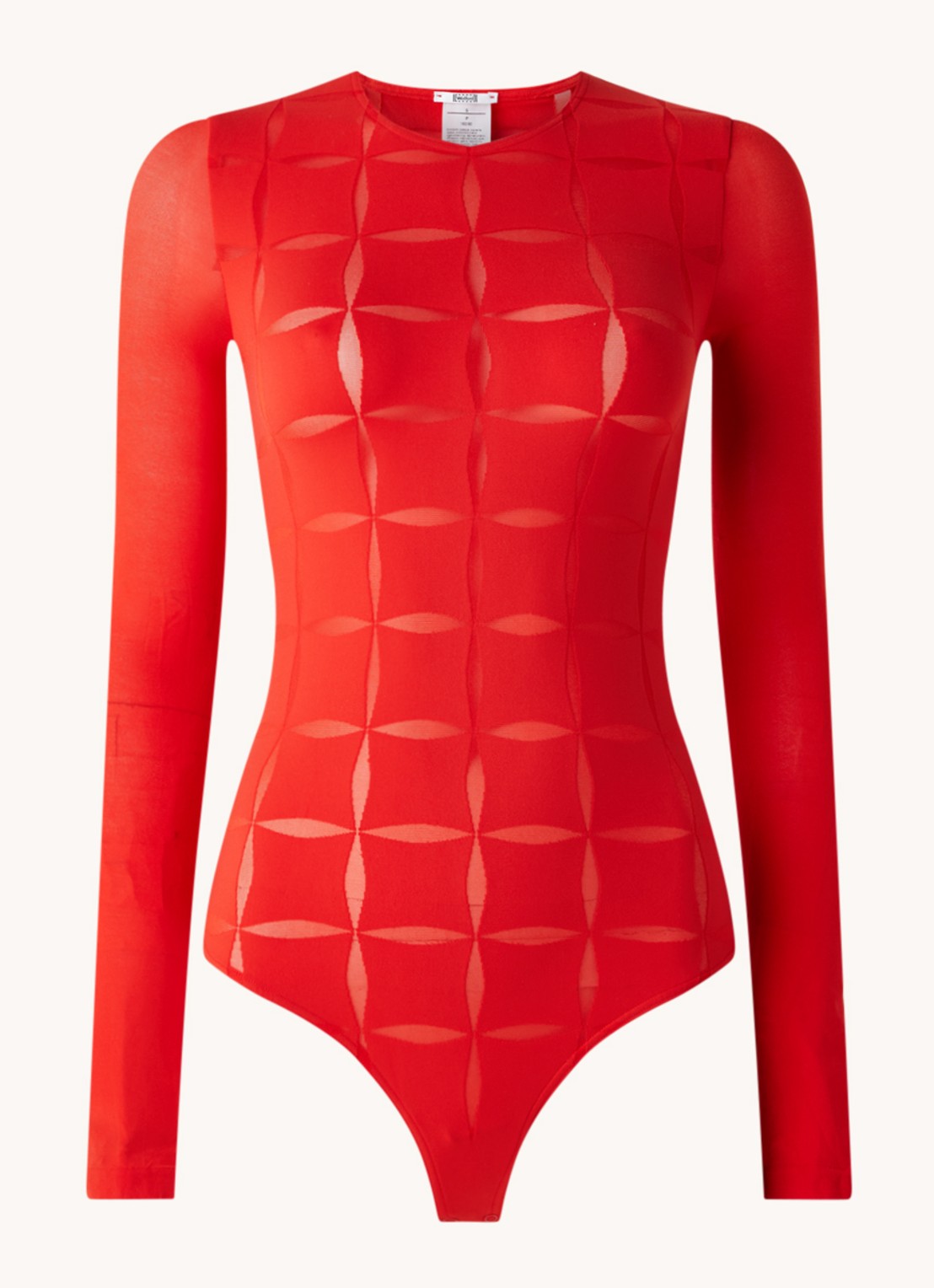 Wolford Anniversary stringbody met mesh - voorkant steenrood