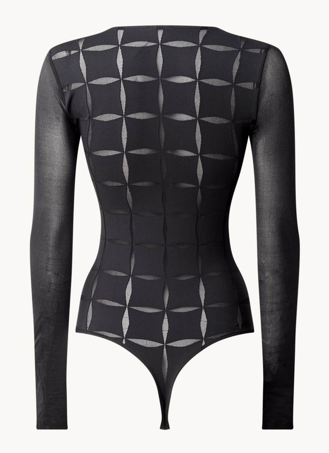 Wolford Anniversary stringbody met mesh - achterkant zwart