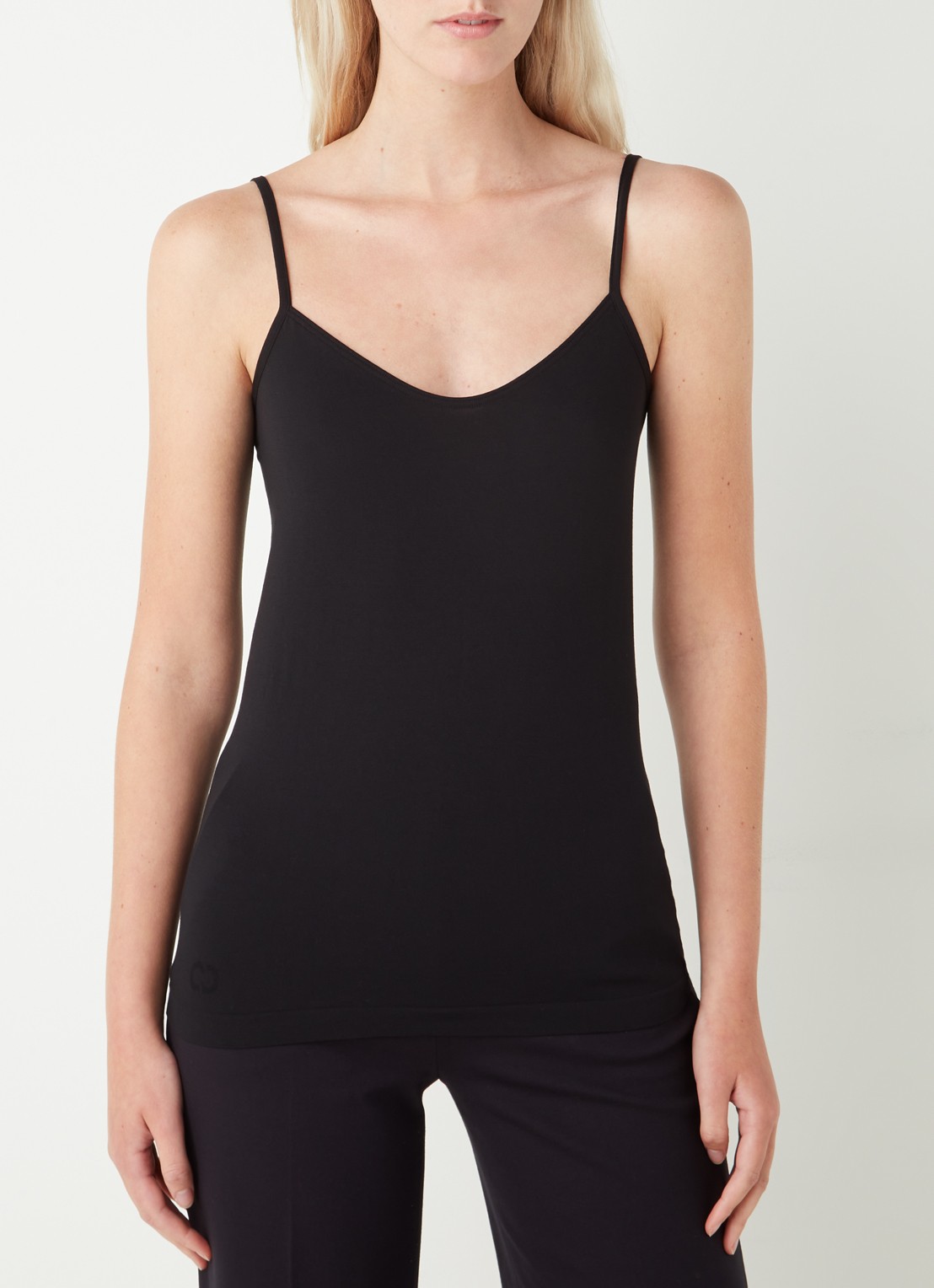 Wolford Aurora Hawaii spaghetti top - detail zwart