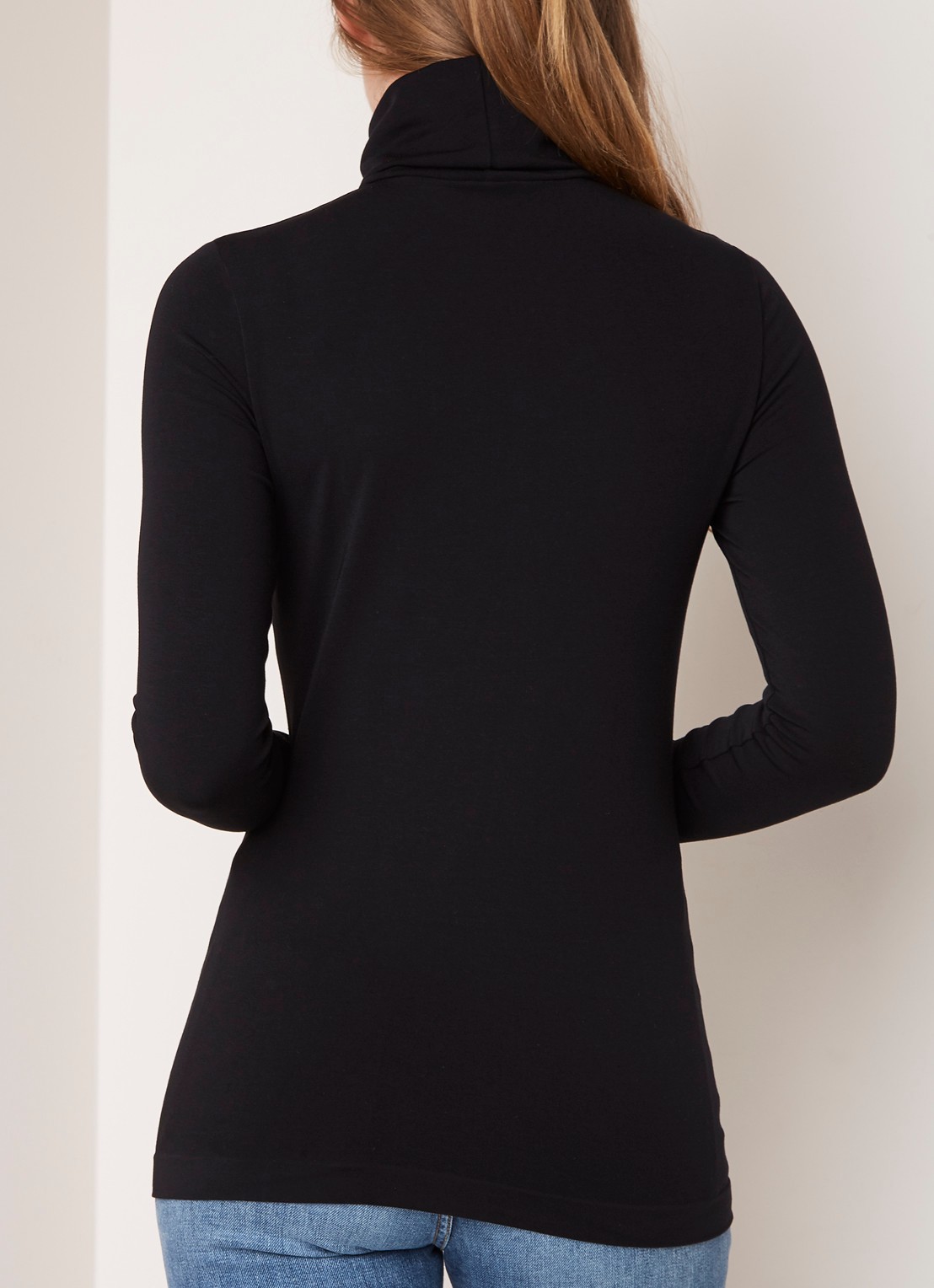 Wolford Aurora longsleeve van jersey met col - achterkant 4 zwart