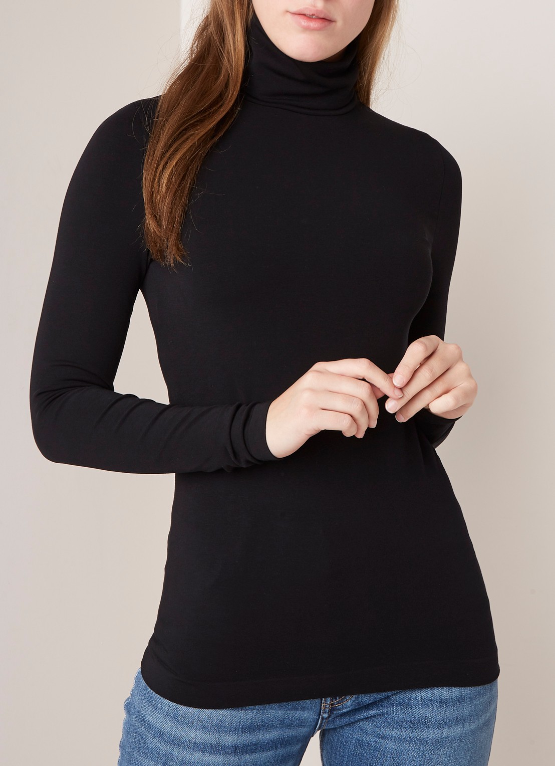 Wolford Aurora longsleeve van jersey met col - detail 3 zwart