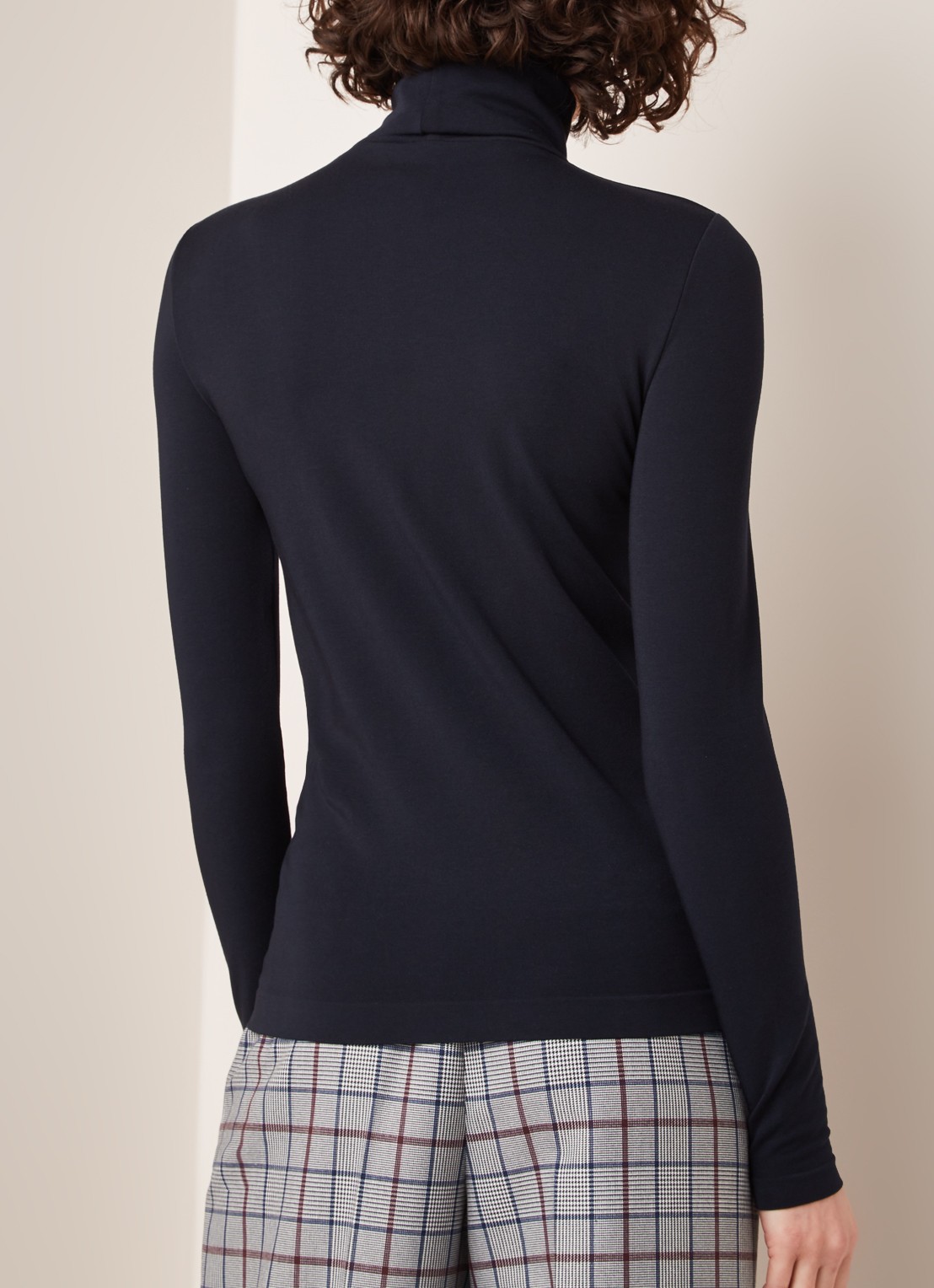 Wolford Aurora longsleeve van jersey met col - achterkant 3 donkerblauw