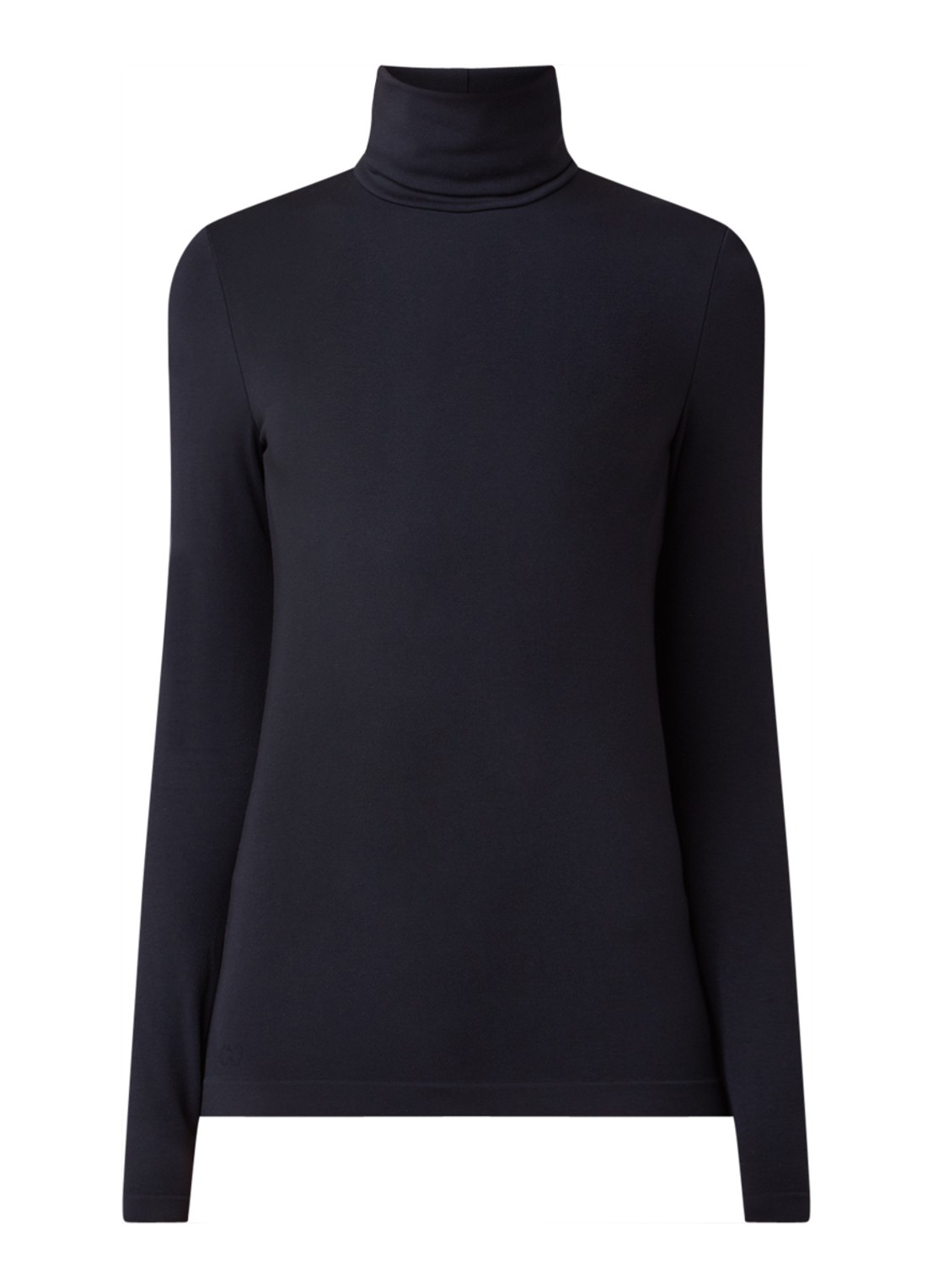 Wolford Aurora longsleeve van jersey met col - voorkant donkerblauw