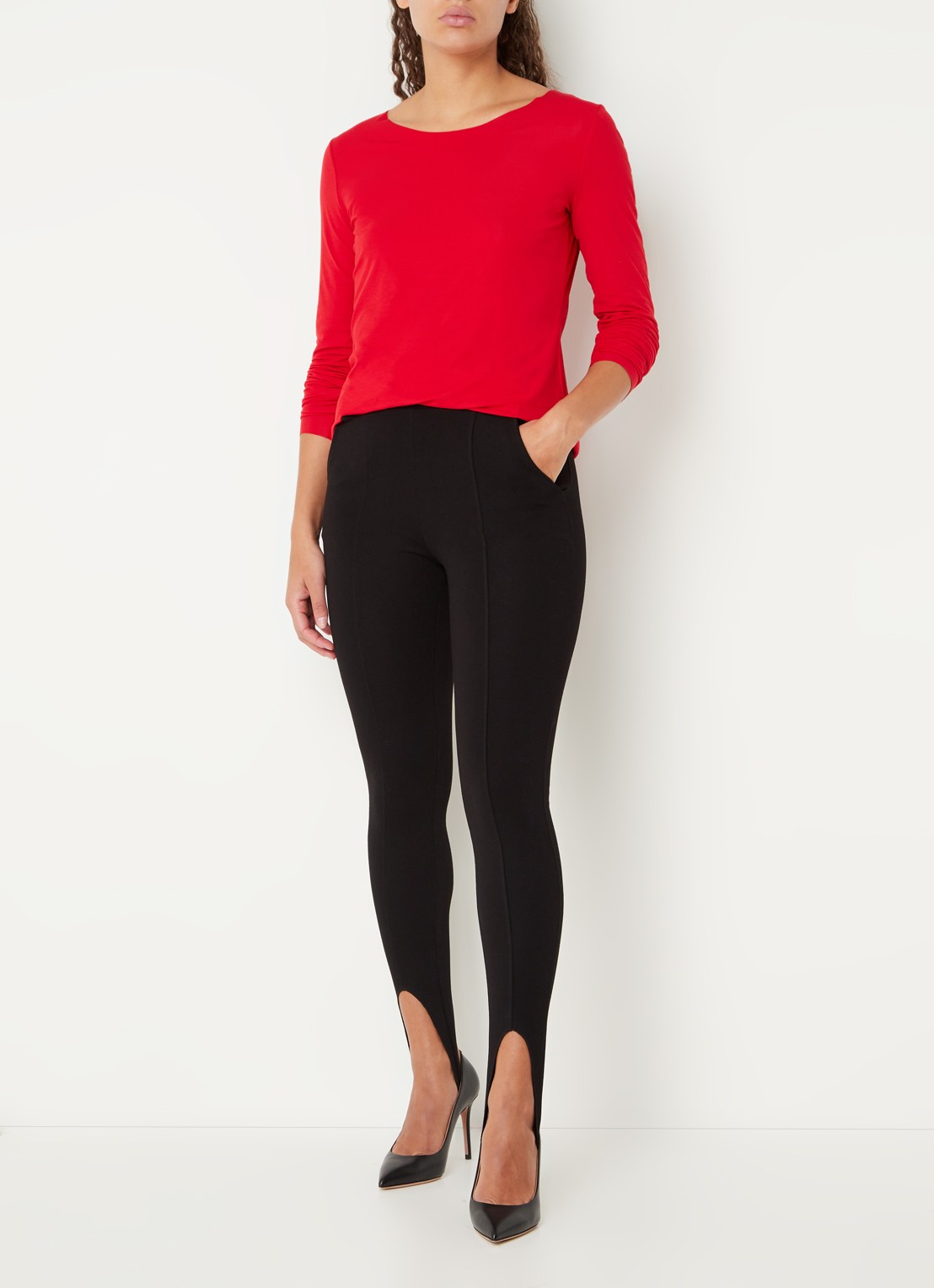 Wolford Aurora longsleeve van modal - voorkant 4 kersenrood