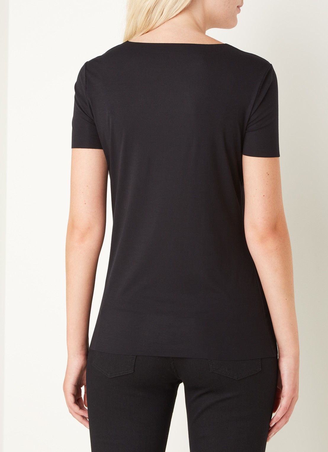 Wolford Aurora T-shirt van jersey - achterkant diepzwart