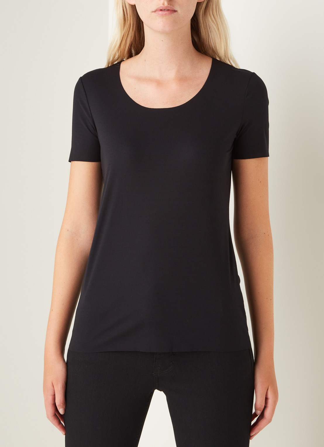 Wolford Aurora T-shirt van jersey - detail 2 diepzwart