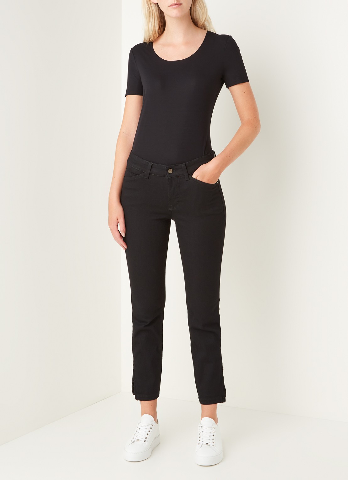 Wolford Aurora T-shirt van jersey - voorkant 4 diepzwart