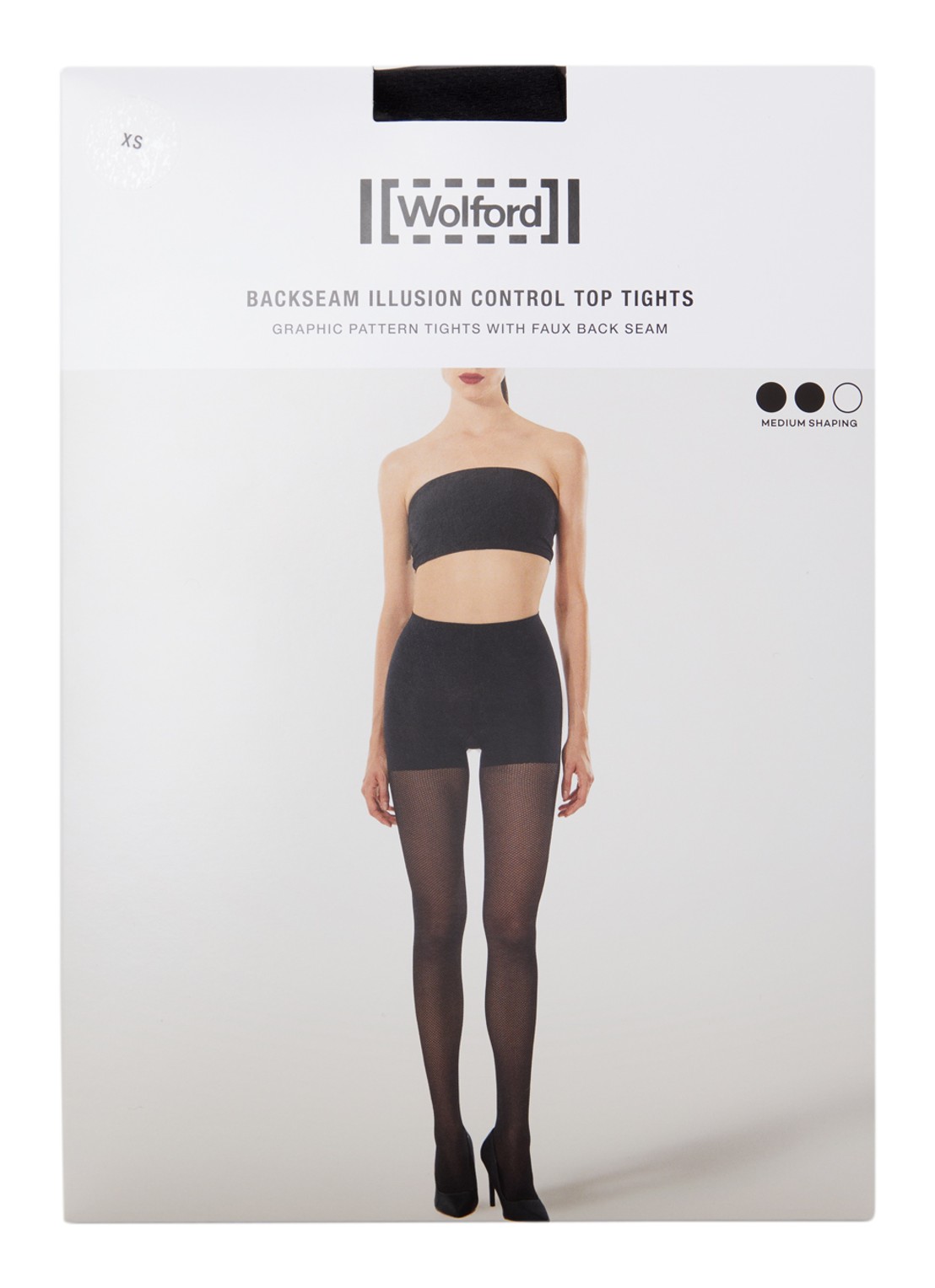 Wolford Backseam Illusion corrigerende netpanty in 30 denier - voorkant zwart