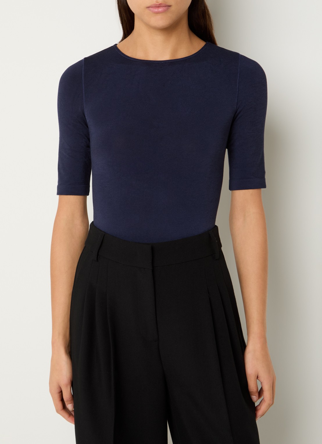 Wolford Bahamas body met ronde hals - detail 2 donkerblauw