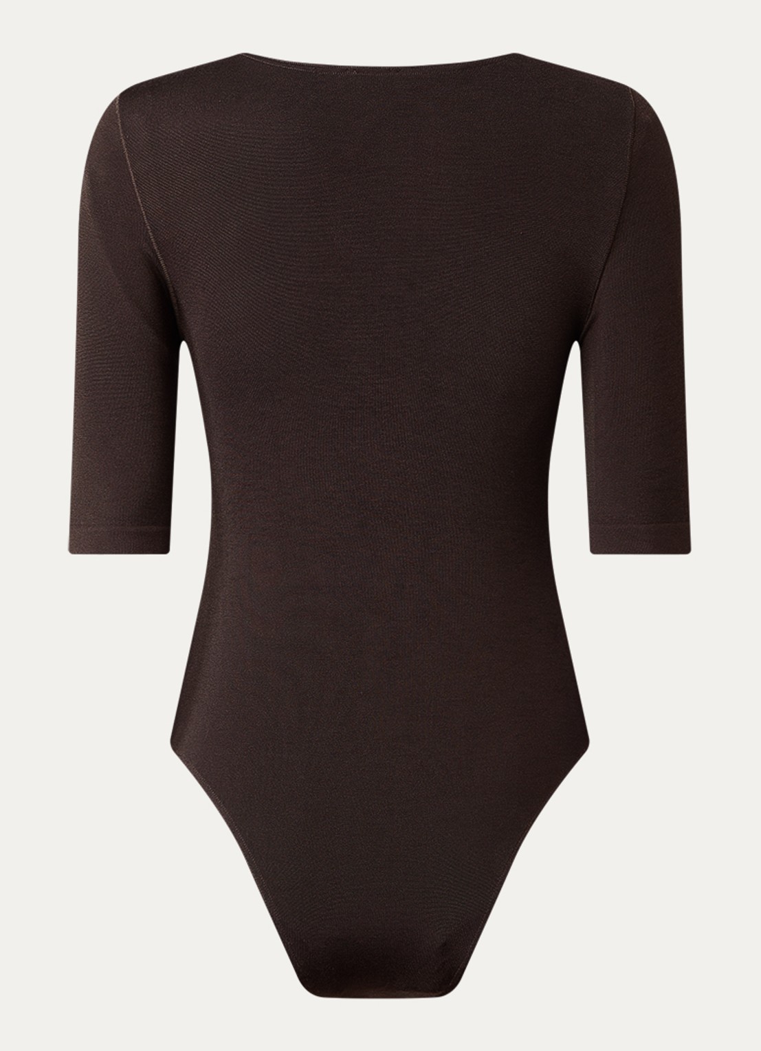 Wolford Bahamas body met ronde hals - achterkant donkerbruin