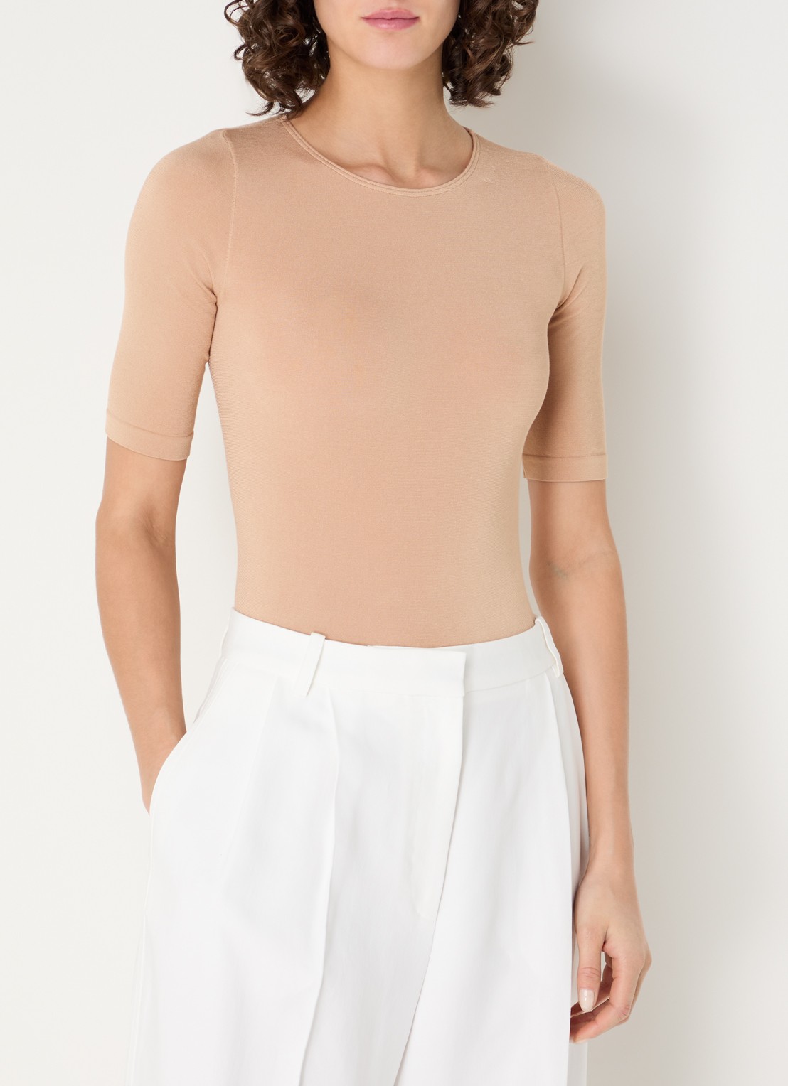 Wolford Bahamas body met ronde hals - detail beige