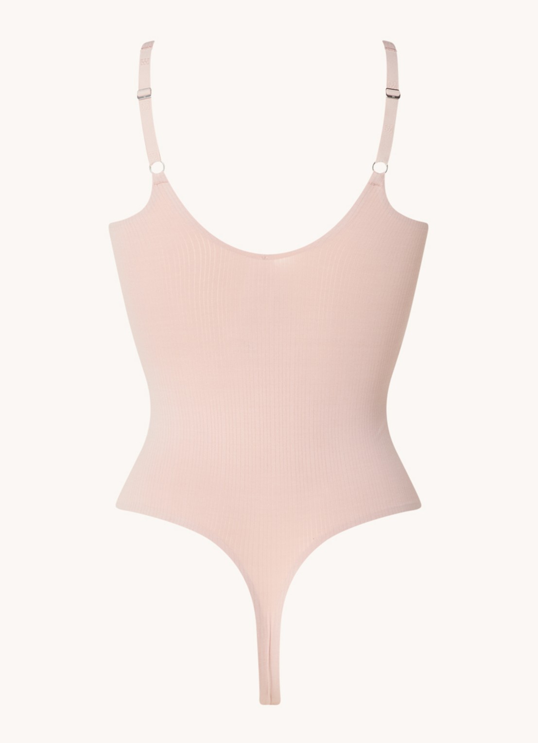 Wolford Beauty Cotton mouwloze stringbody - achterkant oudroze