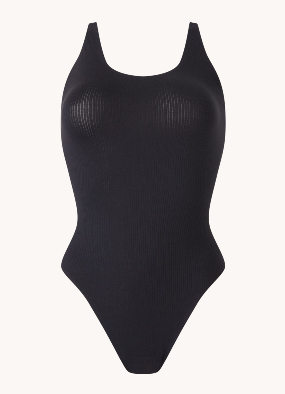 Wolford Beauty Cotton mouwloze stringbody - voorkant zwart