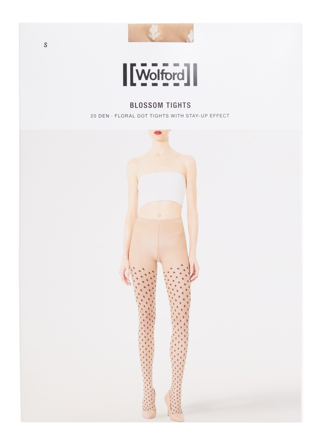 Wolford Blossom panty met bloemenprint - voorkant beige